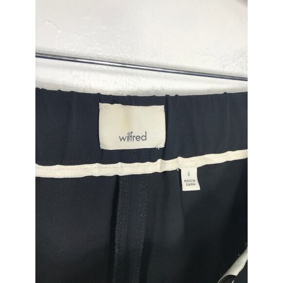 Aritzia Wilfred Darontal Trouser Crepe Pants 6 Black White Silk Stripe Classic - Picture 7 of 10